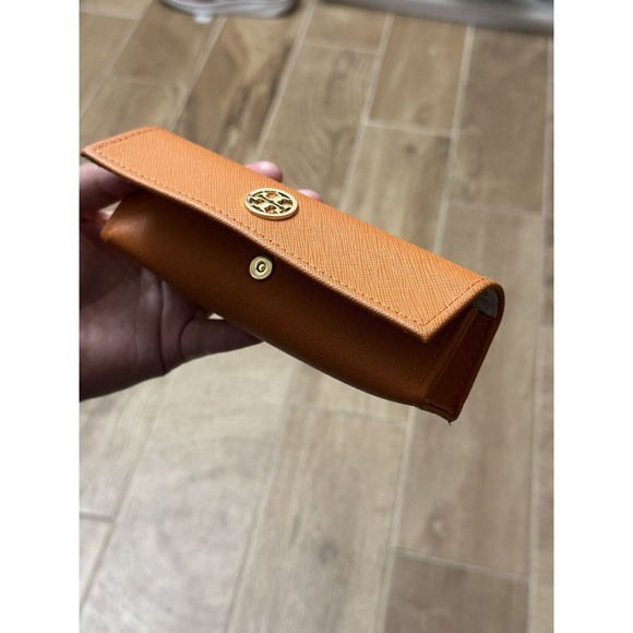 TORY BURCH ORANGE SMALL AUTHENTIC EYEGLASSES CASE - Picture 4 of 6